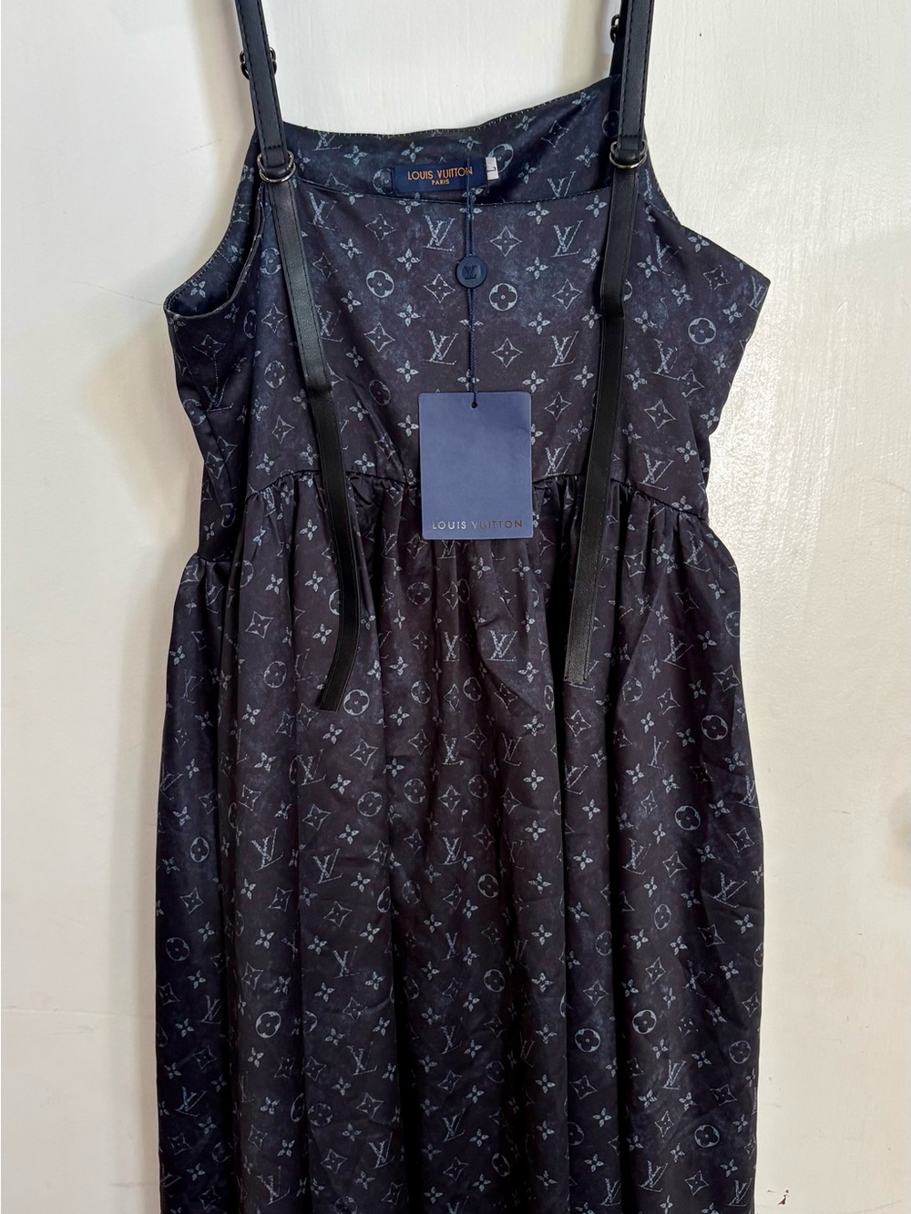 Louis Vuitton Black Monogram Midi Dress with Adjustable Straps